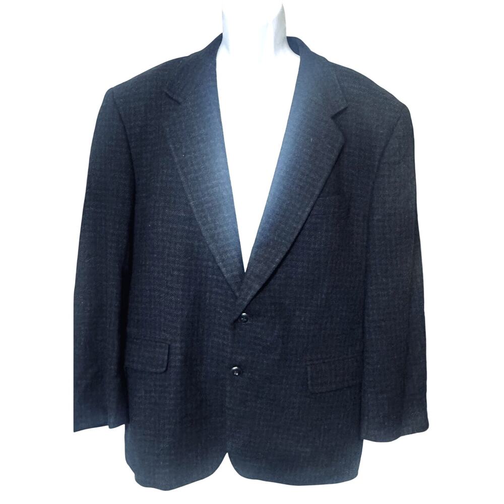 Fenzia Blazer Mens 42S Black Gray checked Wool Cashmere Sport Coat‎ Suit Jacket